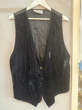 Women's Black Velvet Studded Vest by